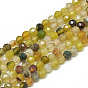 Natural Yellow Green Agate Beads Strands, Faceted, Round, Dyed