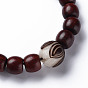 Lotus Bodhi Mala Bead Bracelets, with Rondelle Sandalwood Beads, Buddhist Jewelry, Stretch Bracelets