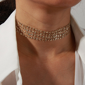 Fashionable Lace Choker Necklace with Shiny Gold Sequins - Sexy and Trendy