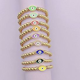 Golden Beaded Evil Eye Bracelet for Fashionable Street Style