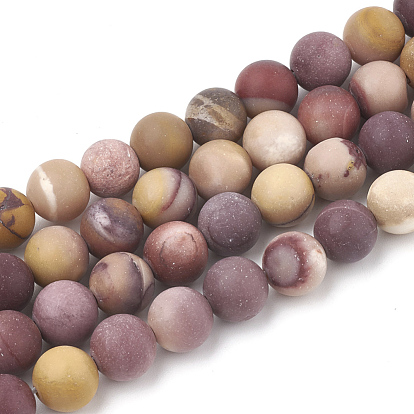 Natural Mookaite Beads Strands, Frosted, Round