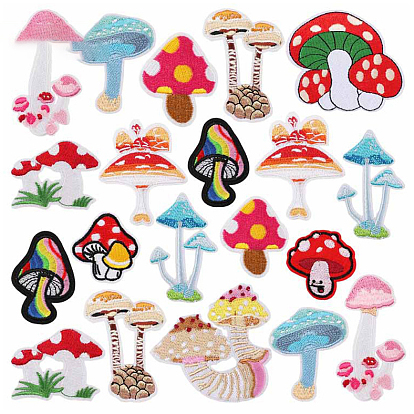 Polyester Embroidery Cloth Iron on Patches, Costume Accessories, Mushroom