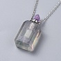 Natural Gemstone Perfume Bottle Pendant Necklaces, with Stainless Steel Cable Chain and Plastic Dropper, Mixed Shapes