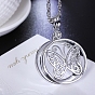 Butterfly Alloy Rhinestones & Glass Magnifying Pendant Necklace for Women