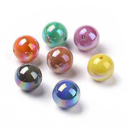 ABS Plastic Beads, AB Color Plated, Round