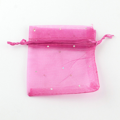 Sacs en organza rectangle avec des paillettes de paillettes, sacs-cadeaux, sacs de faveur de mariage, sac de faveur, 12x10 cm
