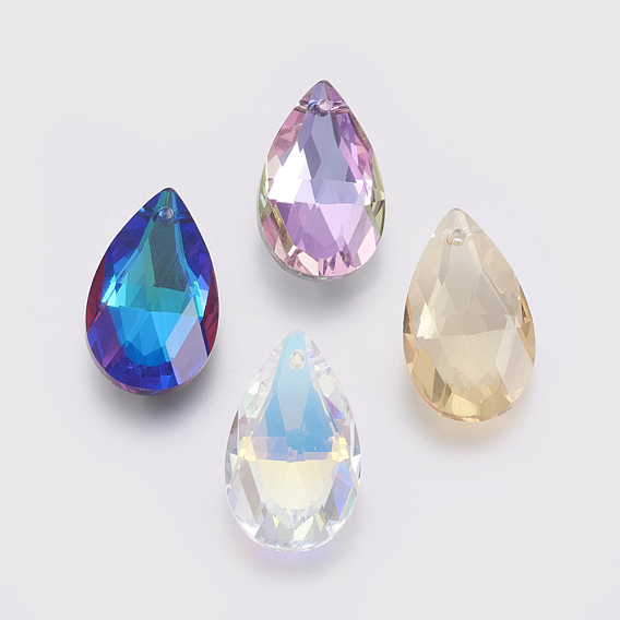 K9 Glass Rhinestone Pendants, Imitation Austrian Crystal, Faceted, Drop