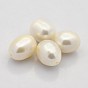 Natural Cultured Freshwater Pearl Beads, Half Drilled, Rice, Grade AAA, 10~12x8.5~9mm, Half Hole: 1mm