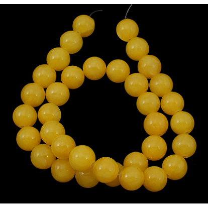 Естественный желтый нефрит бисер нитей, круглые, окрашенные