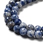 Perles de jaspe tache bleue naturelle, givré, ronde