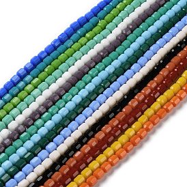 Opaque Glass Beads Strands, Faceted Barrel