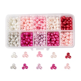 ARRICRAFT 500Pcs 10 Colors Baking Painted Pearlized Glass Pearl Round Bead Strands