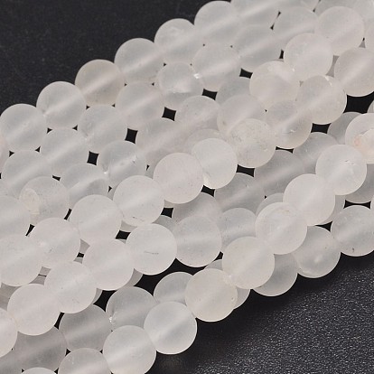 Frosted Round Natural Quartz Crystal Beads Strands