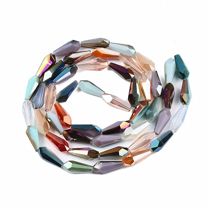 Electroplate Transparent Glass Beads Strands, AB Color Plated, Faceted, Cone