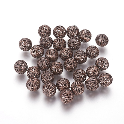 Iron Filigree Beads, Round, 8mm, Hole: 1mm