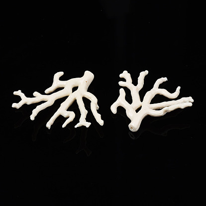 Pendentifs acryliques opaques, demi-trou, en forme de corail