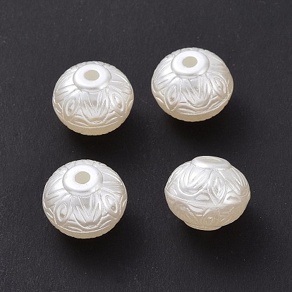 Perles de nacre en plastique ABS, plat et circulaire avec feuille