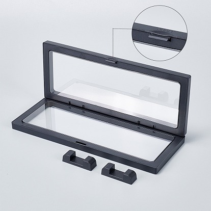Polietileno (pe) 3 d soporte de pantalla con marco flotante, para exhibición de la pulsera del collar de la joyería, Rectángulo, negro, forma mixta, con base de plástico