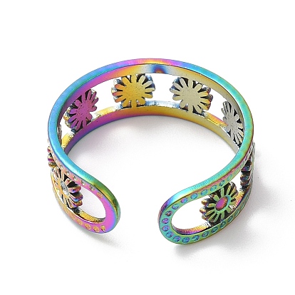304 fornitura de anillo de puño abierto de flor de acero inoxidable, ajustes del anillo de la almohadilla