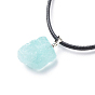 Natural Aquamarine Irregular Rough Nugget Pendant Necklace with Imitation Leather Cord, Gemstone Jewelry for Women