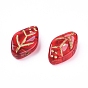 Czech Glass Beads, Electroplated/Gold Inlay Color, Leaf