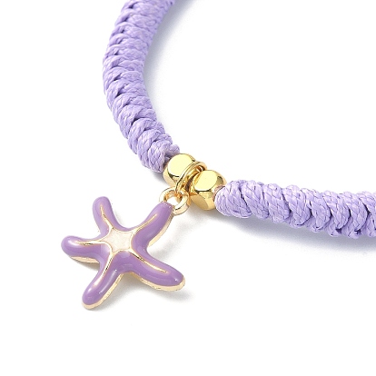 Браслеты-подвески из сплава с эмалью в форме морской звезды, регулируемые вощеные браслеты из плетеного полиэстера, для женщин