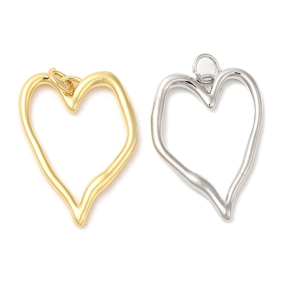 Brass Pendants, with Jump Ring, Long-Lasting Plated, Lead Free & Cadmium Free, Heart Charm