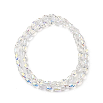 Transparent Electroplate Glass Beads Strands, AB Color, Faceted, Oval