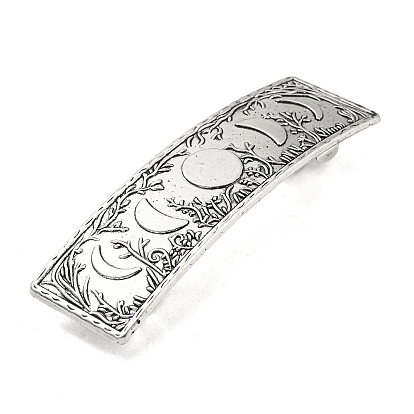 Rectangle with Moon Phase Pattern Alloy Hair Barrettes, for Women Girls