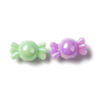 Perles acryliques opaques, de couleur plaquée ab , candy