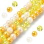 Brins de perles de verre électrolytiques transparents, de couleur plaquée ab , ronde