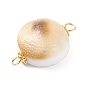 Connecteurs de perles de coquille de trompette naturelle, avec 304 apprêts en acier inoxydable et perles d'espacement en forme de marguerite en alliage, plat rond