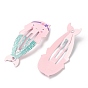 Baking Painted Iron Snap Hair Clips, for Children's Day, Mermaid