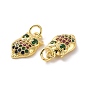 Brass Micro Pave Colorful Cubic Zirconia Pendants, with Jump Ring, Owl Charms