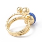 Enamel Round with Evil Eye Finger Rings, Real 18K Gold Plated Brass Wrap Style Ring for Women