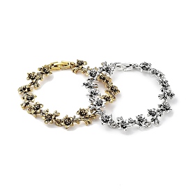 Vintage Alloy Flower Link Chain Bracelet for Women