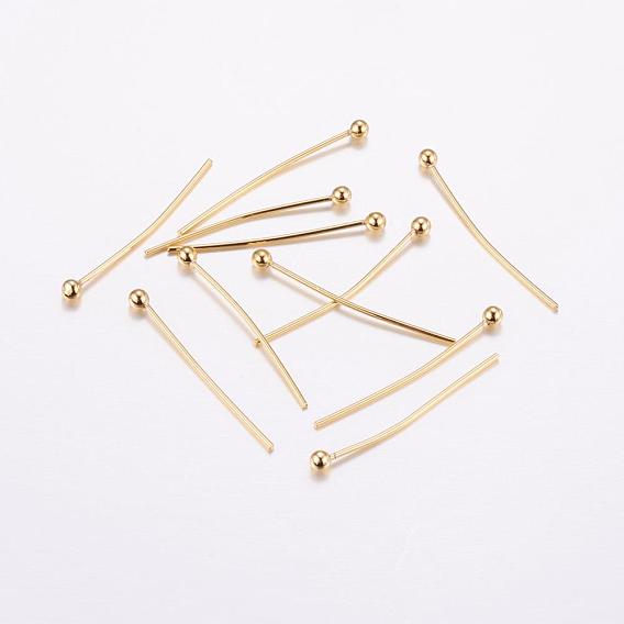 Brass Ball Head Pins, Long-Lasting Plated, Real 18K Gold Plated, Cadmium Free & Nickel Free & Lead Free