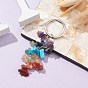 Chakra Natural & Synthetic Gemstone Chip Bead Keychain, with 304 Stainless Steel Split Key Rings