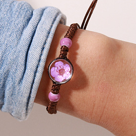 Fashionable Ethnic Style Woven Flower Bracelet - Sexy Wax Thread Hand Accessory.