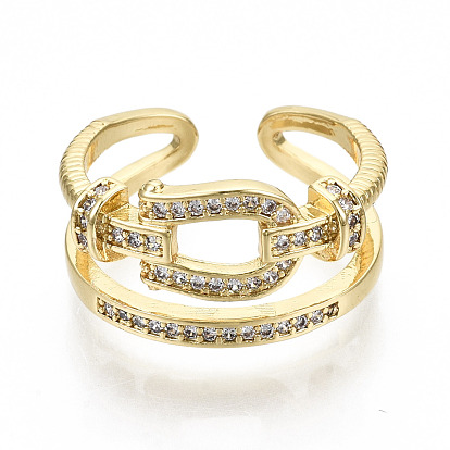 Латунные кольца из манжеты с прозрачным цирконием, открытые кольца, без кадмия, без никеля и без свинца