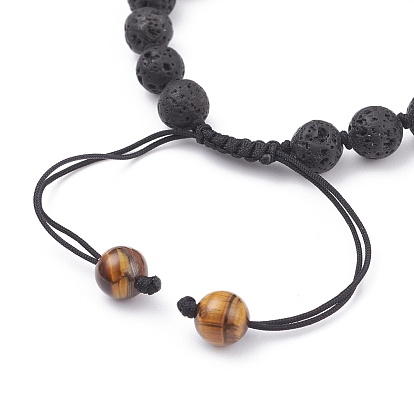 8mm Round Natural Stone Braided Beads Bracelet, Heeling Power Bracelet for Men Women, Black