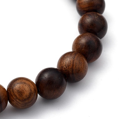 Unisex Natural Wood Beaded Stretch Bracelets, Round