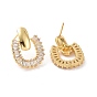 Boucles d'oreilles pendantes ovales évidées en zircone cubique transparente, bijoux en laiton pour femmes