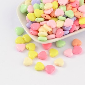 Opaque Acrylic Beads, Heart, 11x12x5mm, Hole: 2mm, about 1130pcs/500g