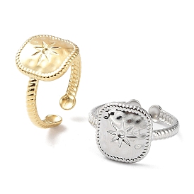 Fornituras de anillo de brazalete de acero inoxidable cuadrado 304, configuraciones de anillo para diamantes de imitación