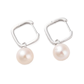925 Sterling Silver Hoop Earring, with Natural Pearl
