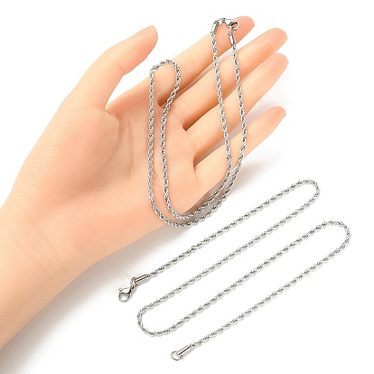 5Pcs 304 Stainless Steel Round Twist Rope Chain Necklaces Set for Men Women