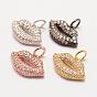 Brass Micro Pave Grade AAA Cubic Zirconia Charms, Long-Lasting Plated, Lip, Cadmium Free & Nickel Free & Lead Free
