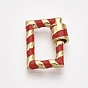 Golden Plated Brass Screw Carabiner Lock Charms, for Necklaces Making, with Enamel, Rectangle