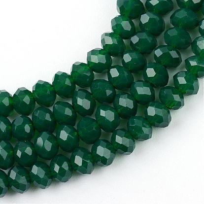 Hebras de perlas de vidrio sólida opacos, ronda facetada (32 facetas)
